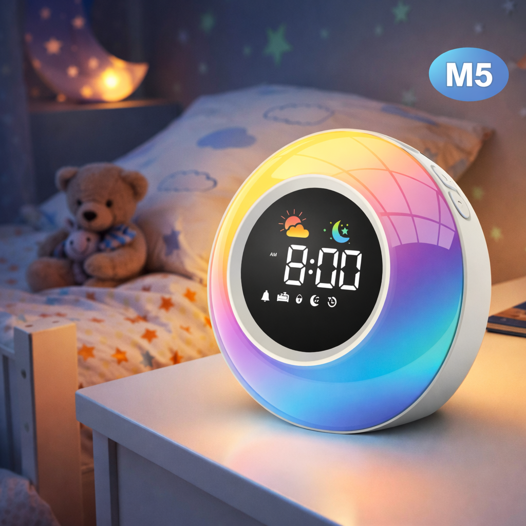 M5 Smart Night Light & Alarm Clock – Dječiji Budilnik sa LED Svjetlom i Zvukovima